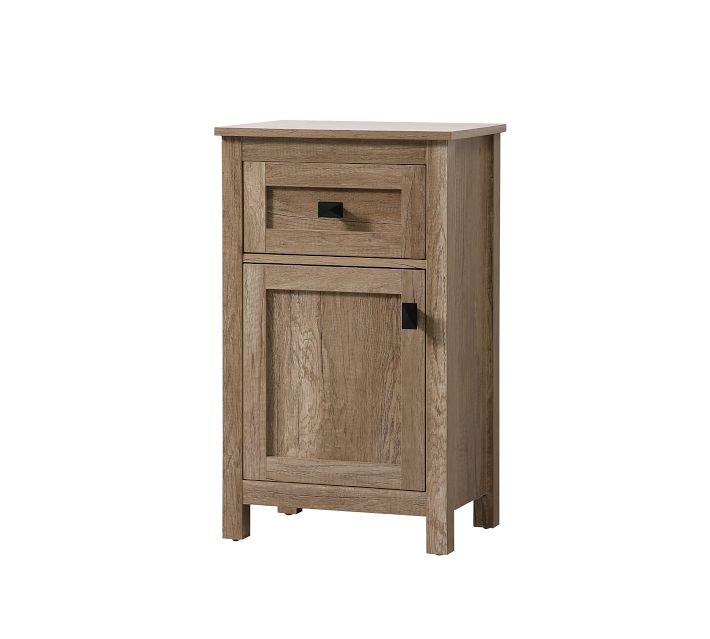 Single wooden nightstand with top surface, small drawer, and lower cabinet