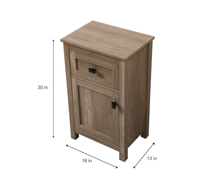 Dimensions image showing height 30 in, width 18 in, depth 13 in with a single nightstand