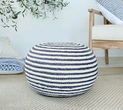 Spiral Handwoven Jute Pouf