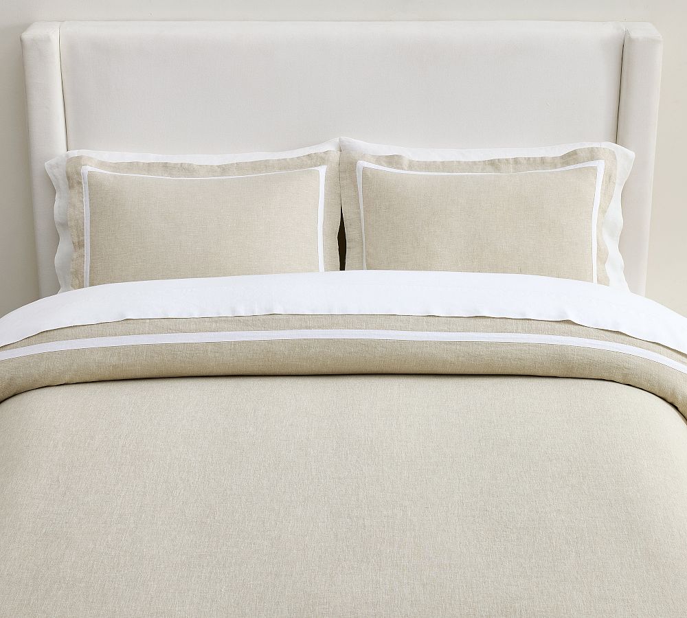 Belgian Flax Linen Frame Duvet Cover, King/Cal King