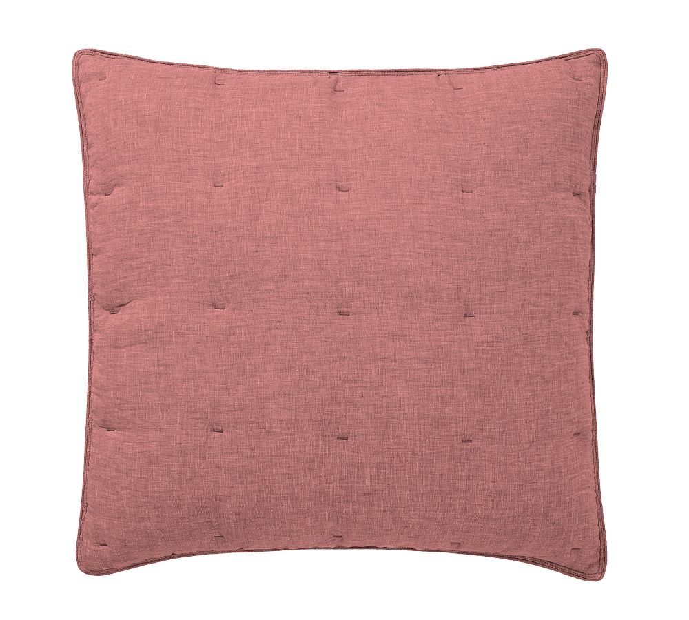 Belgian Flax Linen Sham Euro, Set of 3, Rosewood