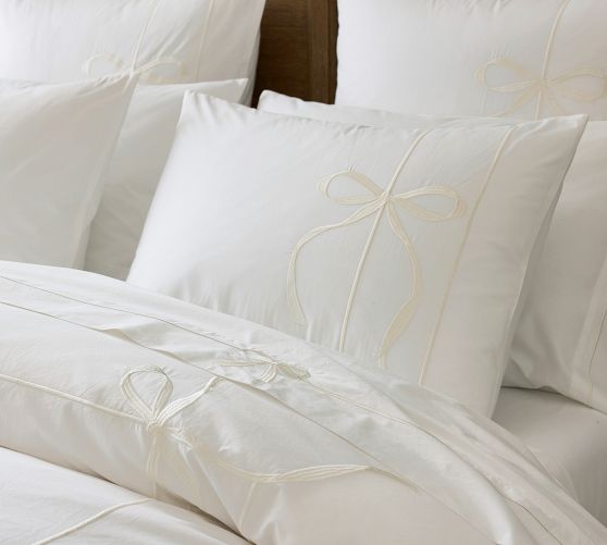 Monique Lhuillier Nell Embroidered Bow Duvet Cover - Thumbnail 3