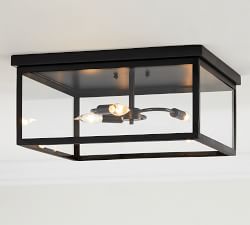Manor Outdoor Glass &amp; Iron Flush Mount (13&quot;-20&quot;)