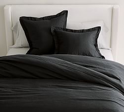 Belgian Flax Linen Bedding Swatch, Black