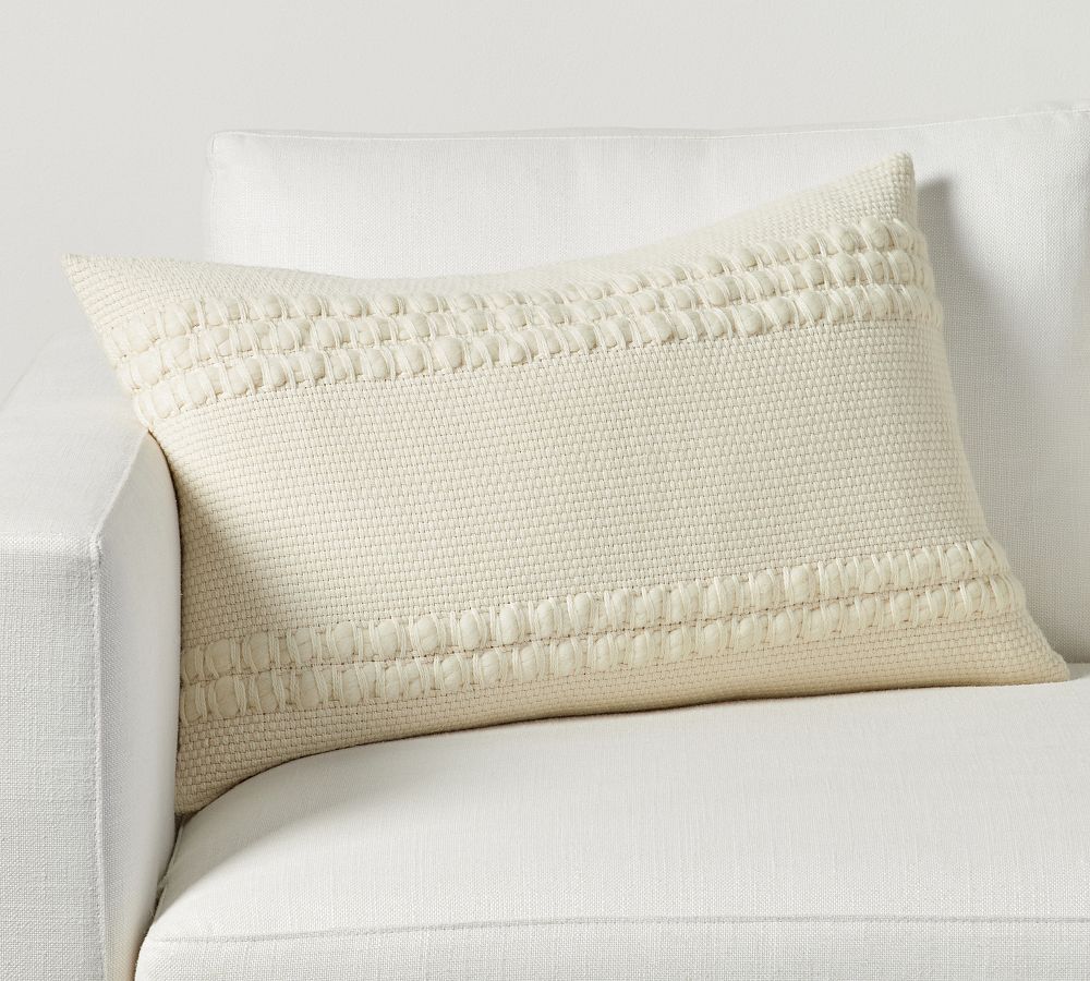 Reed Striped Lumbar Pillow - 16 x 26", Ivory