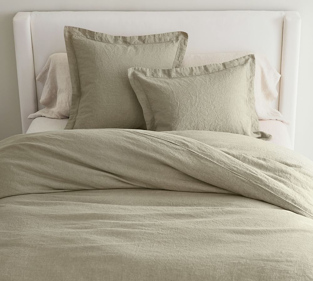 Belgian Flax Linen Duvet Cover Eucalyptus · Full/Queen