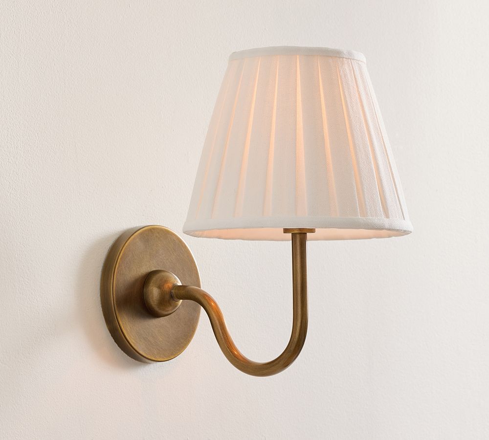 Baylor Pleated Shade Sconce (10") - Tumbled Brass