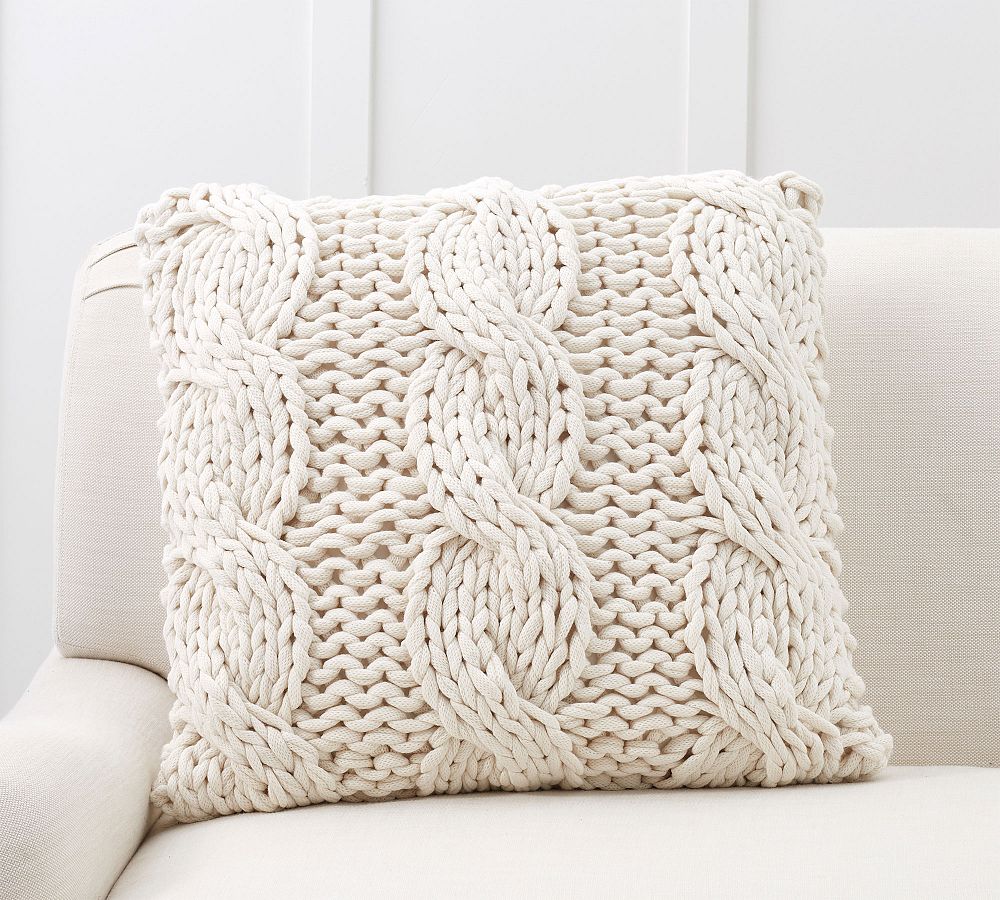 Colossal Handknit Pillow (Ivory)