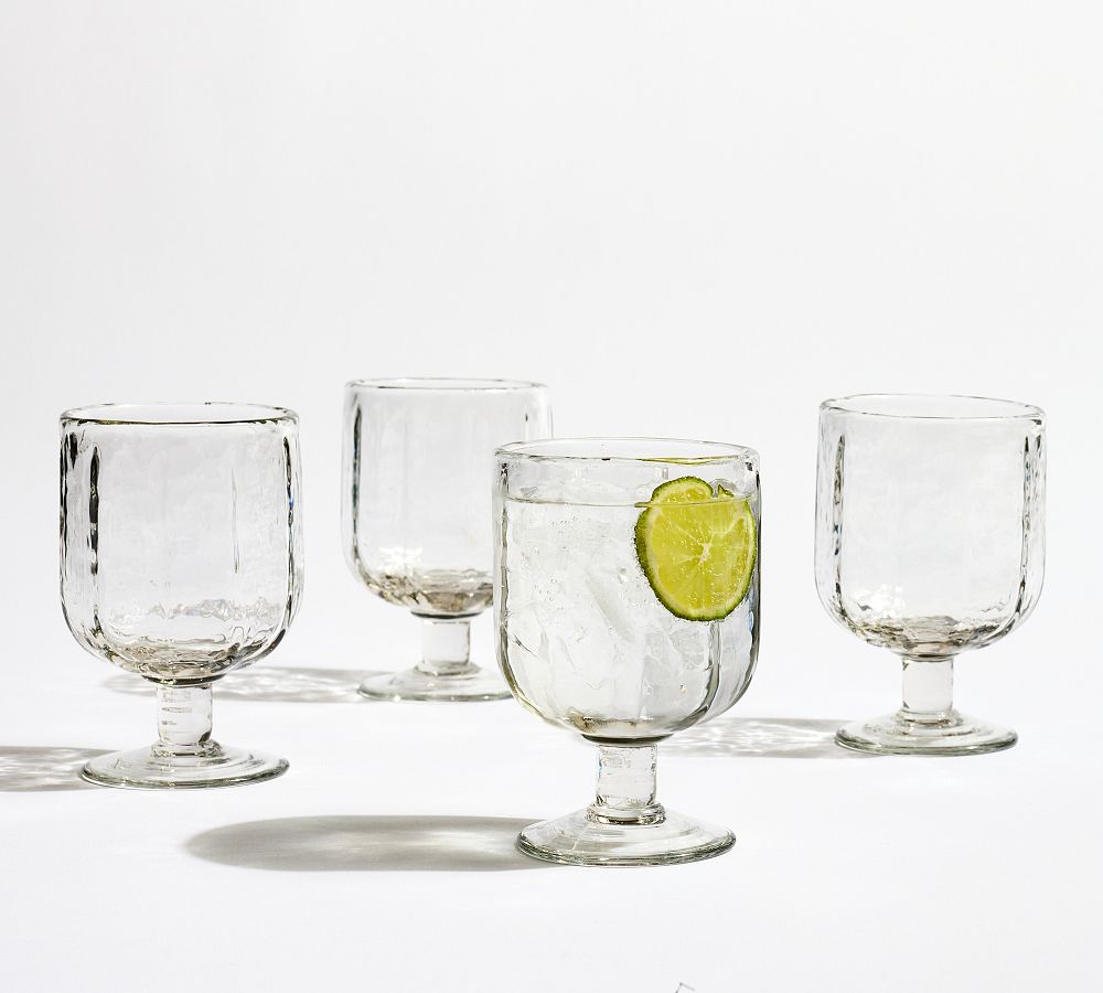 Hammered Café Short Goblets - Set of 4 - Clear