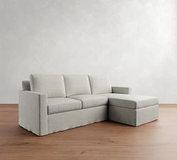 Cameron Modern Square Arm Slipcovered Chaise Sectional (98&quot;)