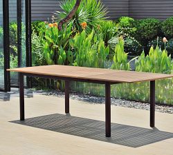 Santa Ana Eucalyptus Rectangular Extendable Outdoor Dining Table Set