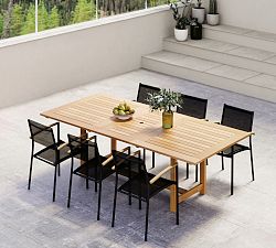 Corina Eucalyptus Rectangular Extendable Outdoor Dining Table Set