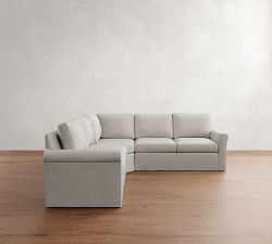 Cameron Modern Roll Arm Slipcovered 3-Piece L-Shaped Wedge Sectional (105")