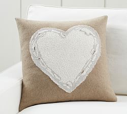 Heart Textured Applique Pillow Cover