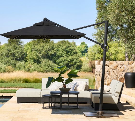 10' Rectangular Cantilever Outdoor Patio Umbrella - Rustproof Aluminium Frame with Base