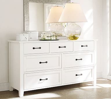 grey sweater dress outfit Serra 150cm Solid Pine 7-drawer Lowboy Dresser in White – Luxo Living main image 0