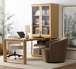 Pacific Peninsula Desk with Glass Cabinet (34" x 78")