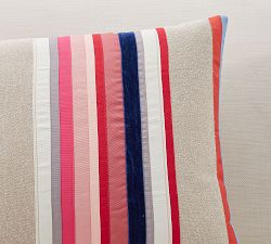 Velvet Ribbon Striped Lumbar Pillow Cover