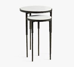 Mission Round Marble Nesting Side Table (13"-17")