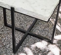 Cori Square Chiseled Marble Side Table (22.5")