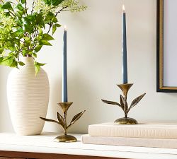 Botanical Forged Iron Candle Holder 