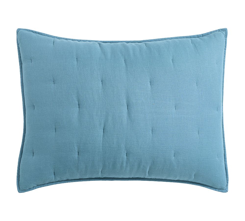 Belgian Flax Linen Tufted Quilted Sham - Riviera, Standard, Set of 2