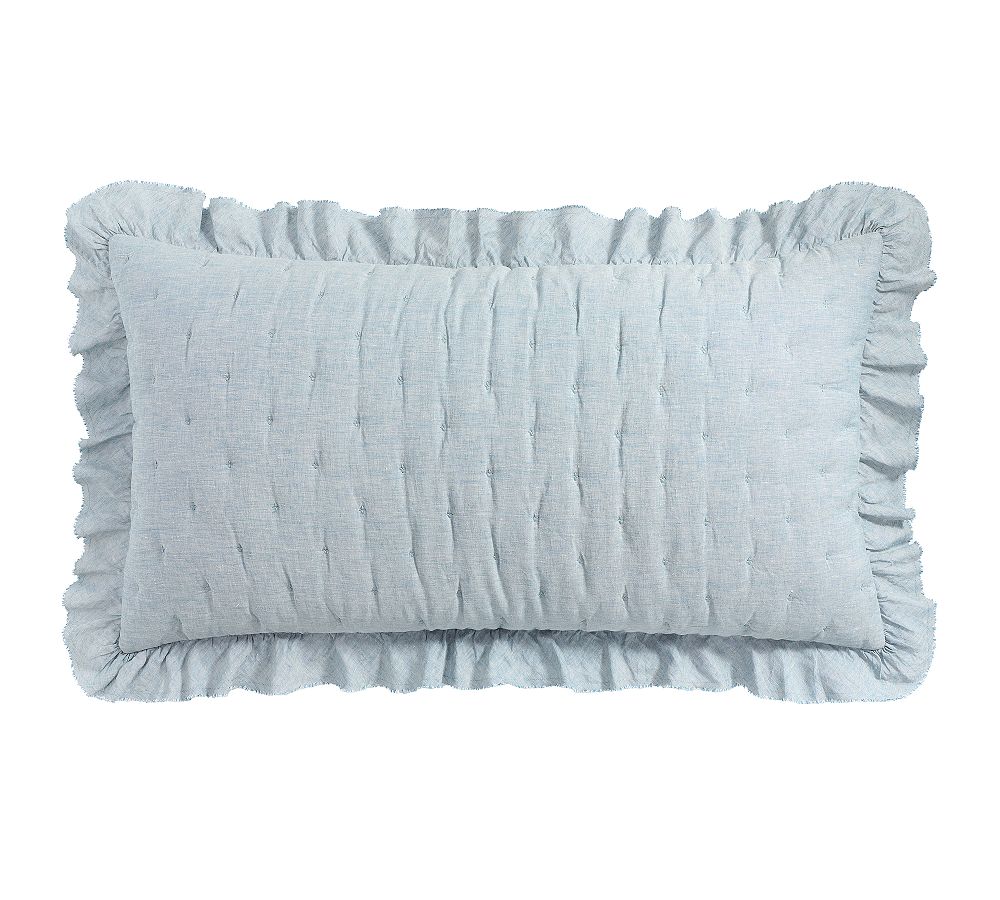 Belgian Flax Linen Ruffle Tufted Quilted Sham (set of 3)