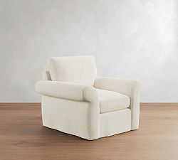 Pearce Roll Arm Deep Seat Slipcovered Swivel Chair
