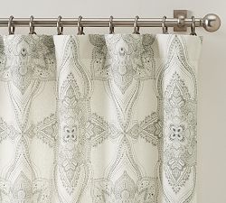 Open Box: Sonya Medallion Light Filtering Curtain, 50"W x 84"L - Gray Multi