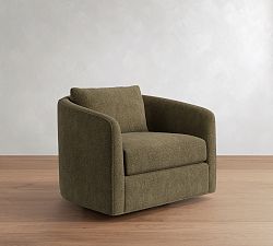 Open Box: Remmy Upholstered Swivel Armchair - Rustic Chenille Dark Moss