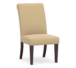Open Box: PB Comfort Roll Upholstered Dining Side Chair - Performance Everyday Suede Oat, Espresso Legs