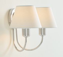 Holmes Linen Shade Double Sconce