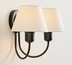 Holmes Linen Shade Double Sconce (15")