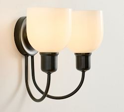Holmes Milk Glass Double Sconce (13")