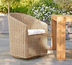 Huntington Wicker Slope Arm Swivel Outdoor Dining Armchair