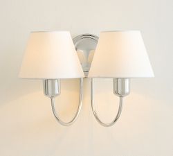 Holmes Linen Shade Double Sconce