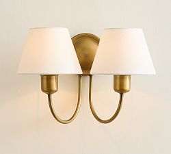 Holmes Linen Shade Double Sconce (15")