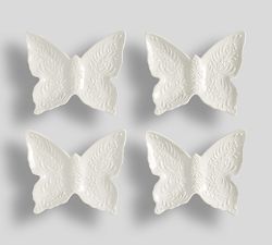 Figural Butterfly Stoneware Appetizer Plates - Set of 4
