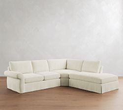 Pearce Roll Arm Deep Seat Slipcovered 3-Piece Bumper Sectional (127")