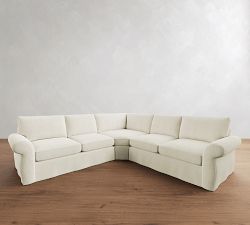 Pearce Roll Arm Deep Seat Slipcovered 3-Piece L-Shaped Sectional (127")