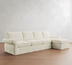 Pearce Roll Arm Deep Seat Slipcovered Chaise Sectional (110"&ndash;140")