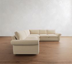 Pearce Roll Arm Deep Seat 3-Piece L-Shaped Sectional (127")