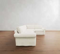 Pearce Roll Arm Deep Seat Slipcovered 3-Piece Wedge Sectional (127")
