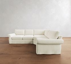 Pearce Roll Arm Deep Seat Slipcovered 3-Piece Wedge Sectional (127")