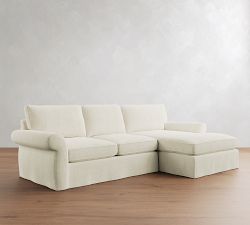 Pearce Roll Arm Deep Seat Slipcovered Chaise Sectional (110"&ndash;140")