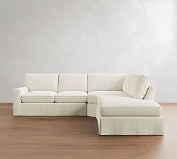 Pearce Square Arm Deep Seat Slipcovered 3-Piece Bumper Sectional (123")