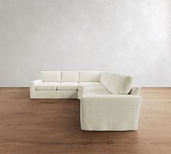 Pearce Square Arm Deep Seat Slipcovered 3-Piece L-Shaped Sectional (123")
