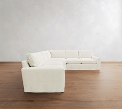 Pearce Square Arm Deep Seat Slipcovered 3-Piece L-Shaped Sectional (123")