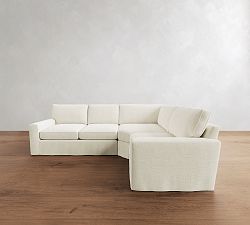 Pearce Square Arm Deep Seat Slipcovered 3-Piece Wedge Sectional (123")