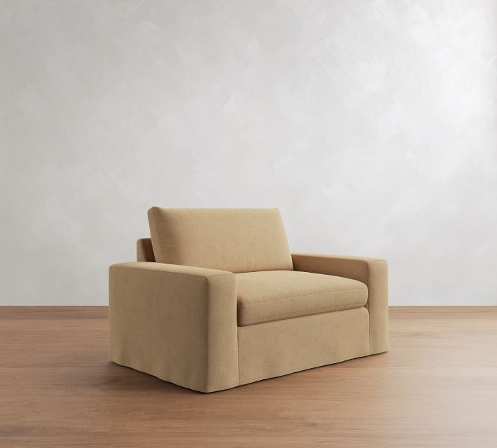 Beige armchair seen from left side